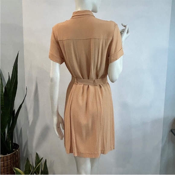 Vintage Crepe Safari Style Shirt Dress + Bonus Vintage Silk Scarf - Picture 7 of 15